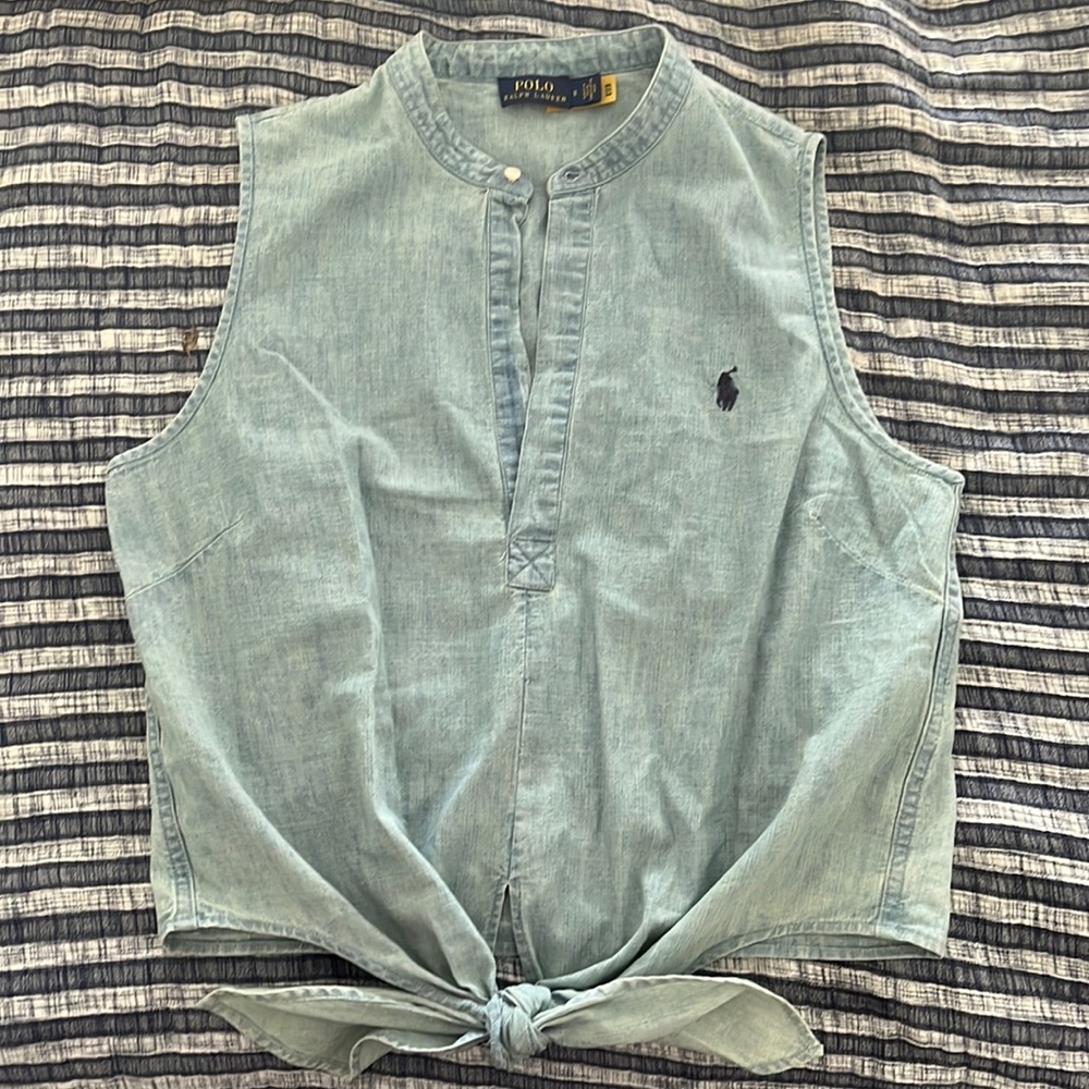 POLO Ralph Lauren Chambray Tie-Front Sleeveless Top